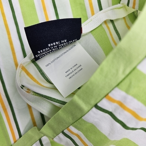 Tommy Hilfiger Pillow Cover Spring Green & Yellow Stripe Zipper 100% Cotton - Picture 4 of 6